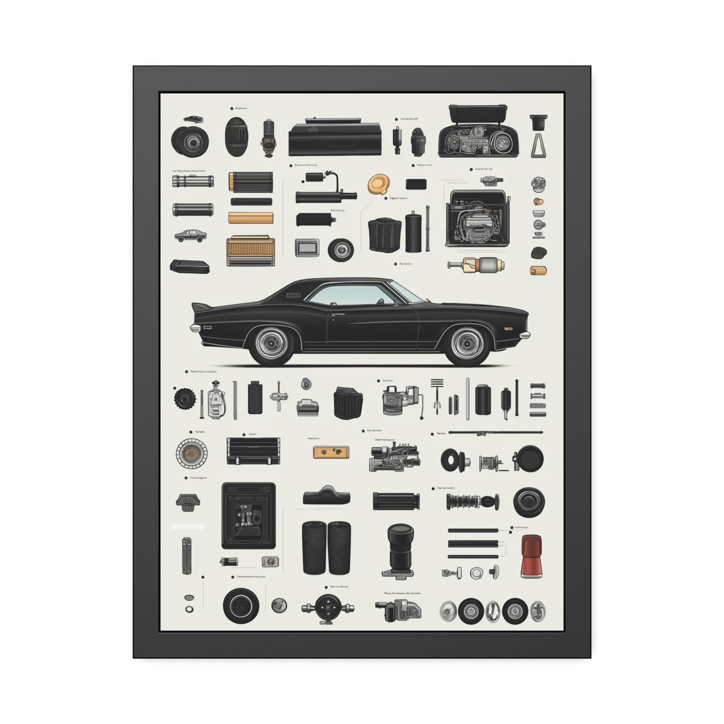 Black Mustang Framed Poster US