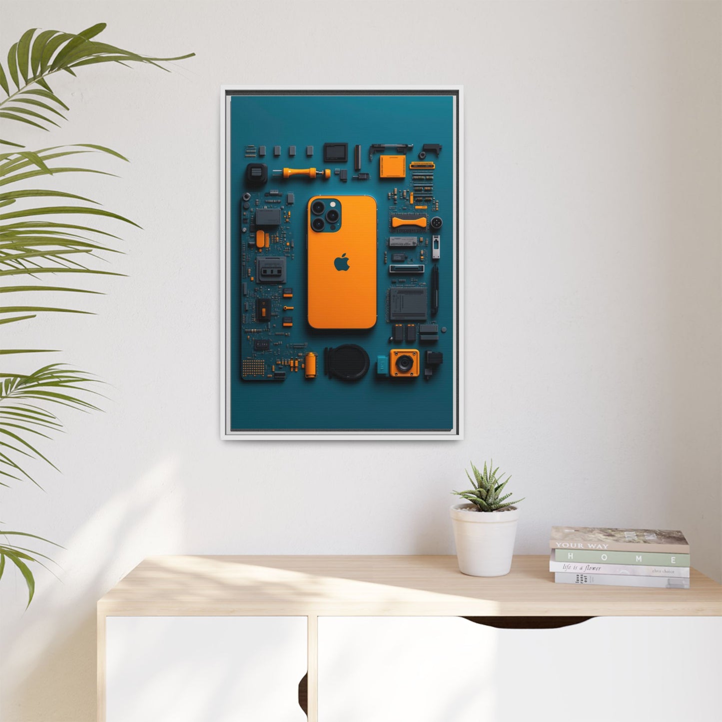 IPhone Orange Framed Canvas