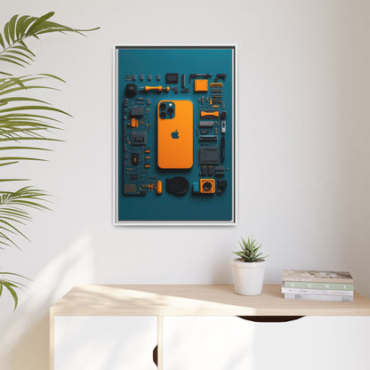 IPhone Orange Framed Canvas
