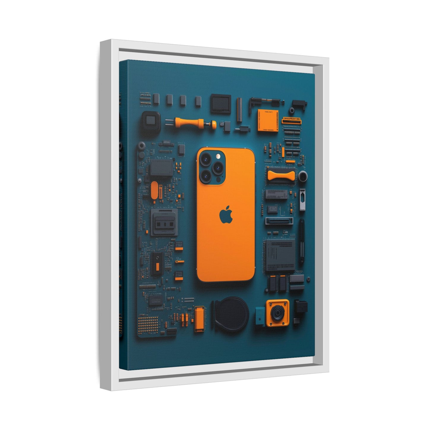 IPhone Orange Framed Canvas
