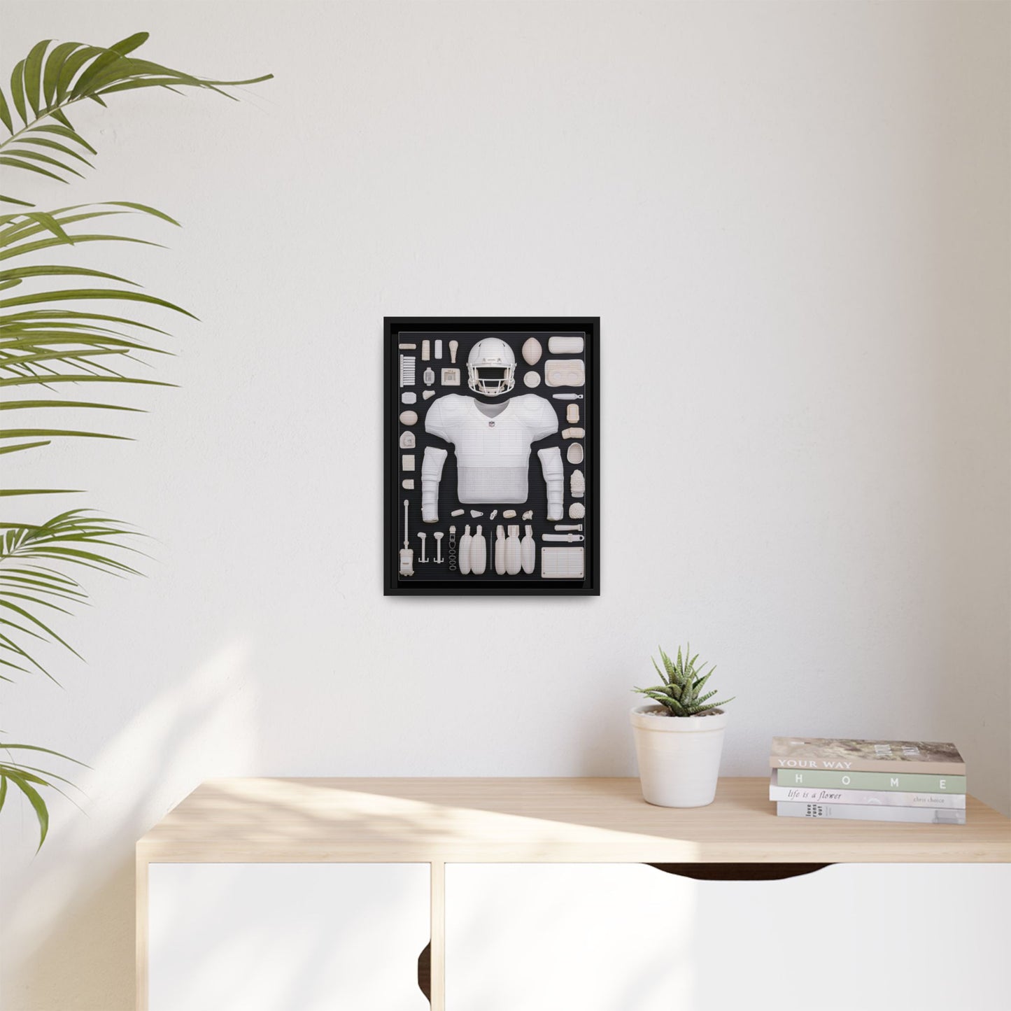 American Football Black Framed Canvas