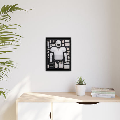 American Football Black Framed Canvas