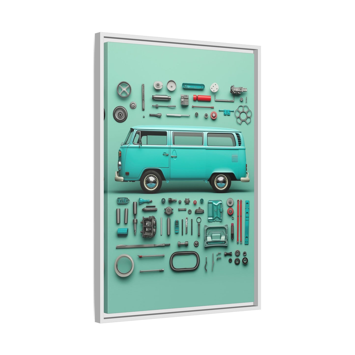 Blue Classic Van Framed Canvas