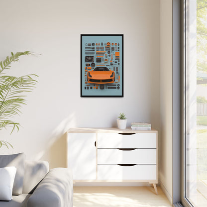 Orange Ferrari Framed Canvas