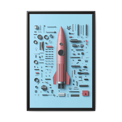 Pink Rocket Framed Canvas