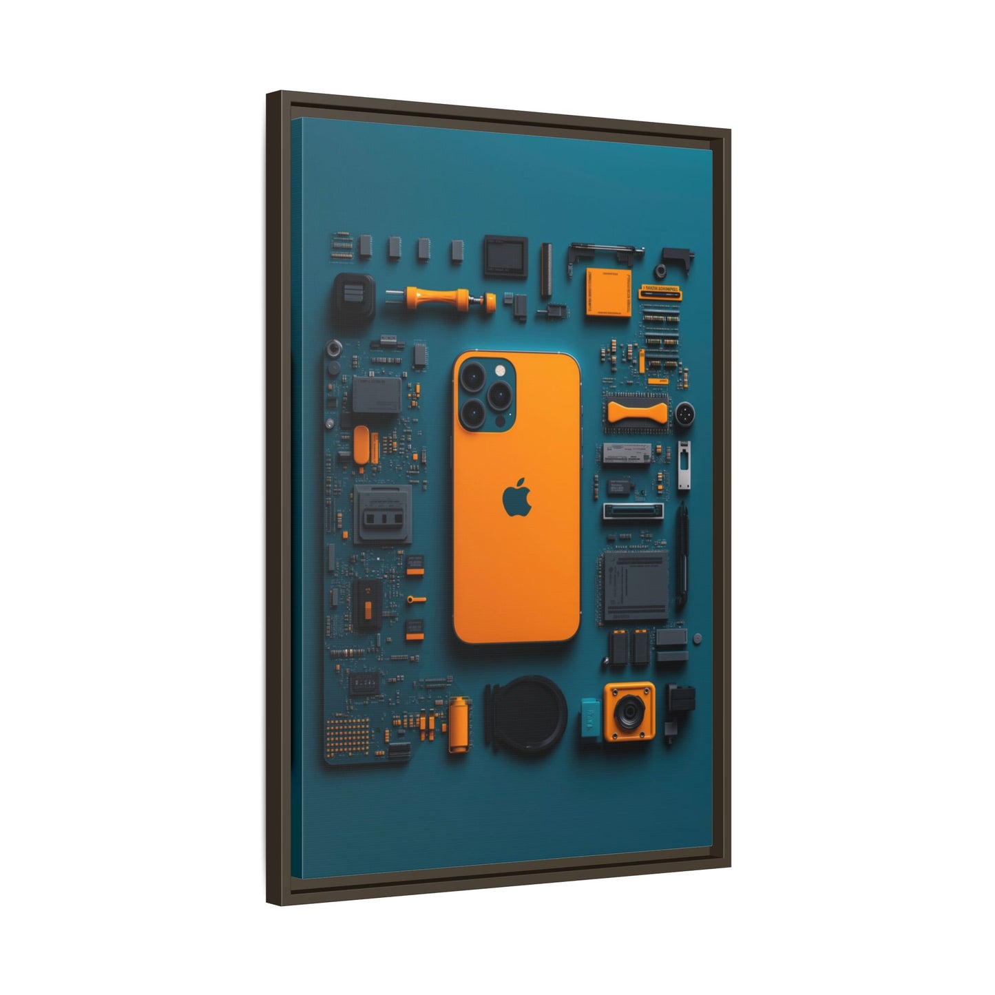 IPhone Orange Framed Canvas
