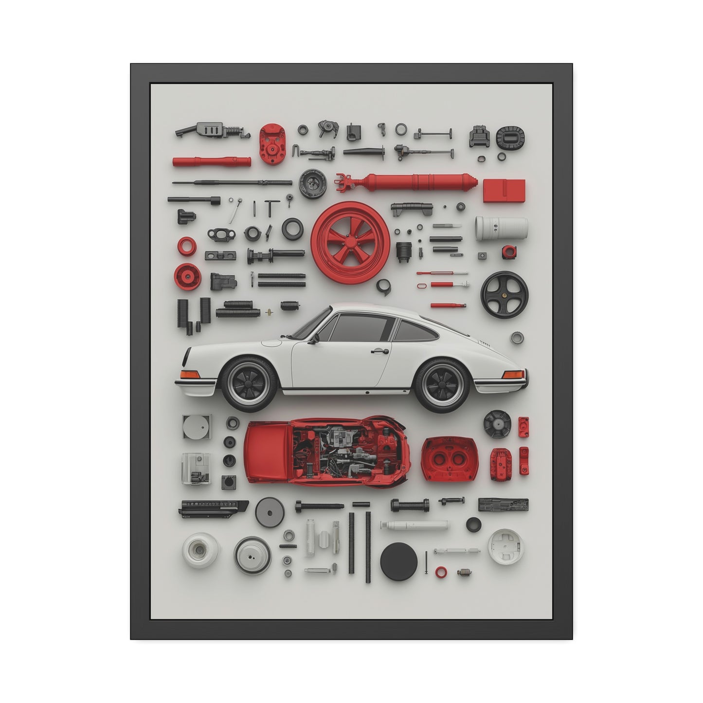 White Classic Porsche Framed Poster US