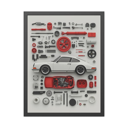 White Classic Porsche Framed Poster US