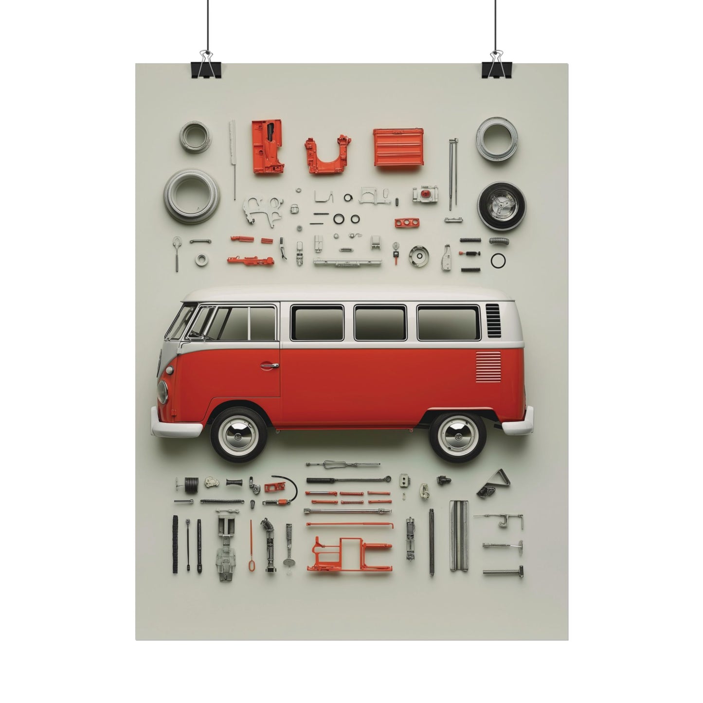 Red Classic Van Rolled Poster