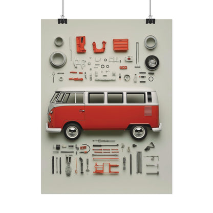 Red Classic Van Rolled Poster