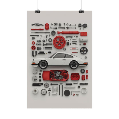 White Classic Porsche Rolled Poster