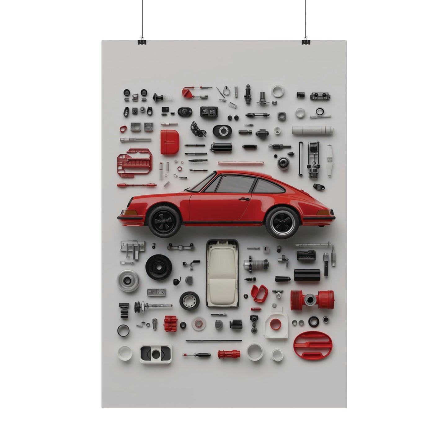 Red Classic Porsche Rolled Poster
