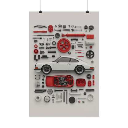 White Classic Porsche Rolled Poster