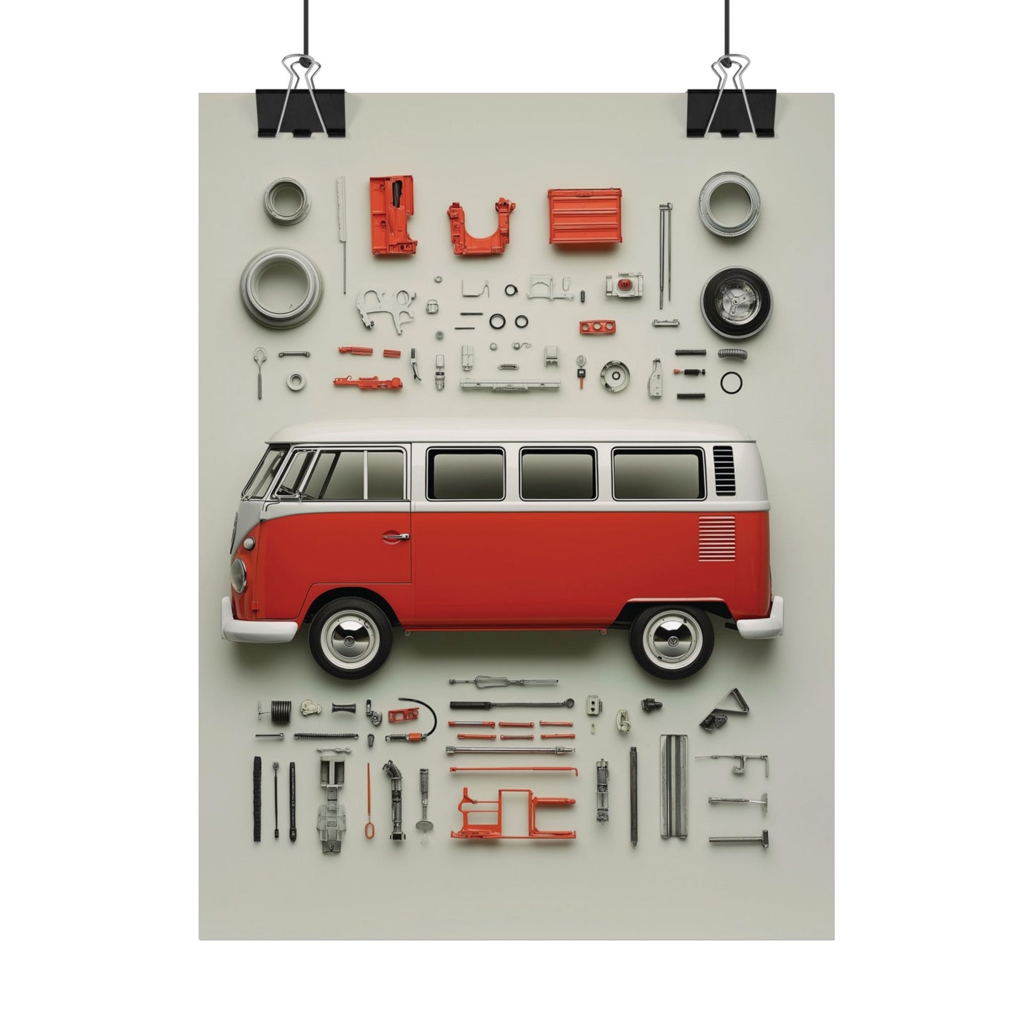 Red Classic Van Rolled Poster