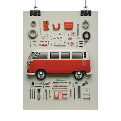 Red Classic Van Rolled Poster