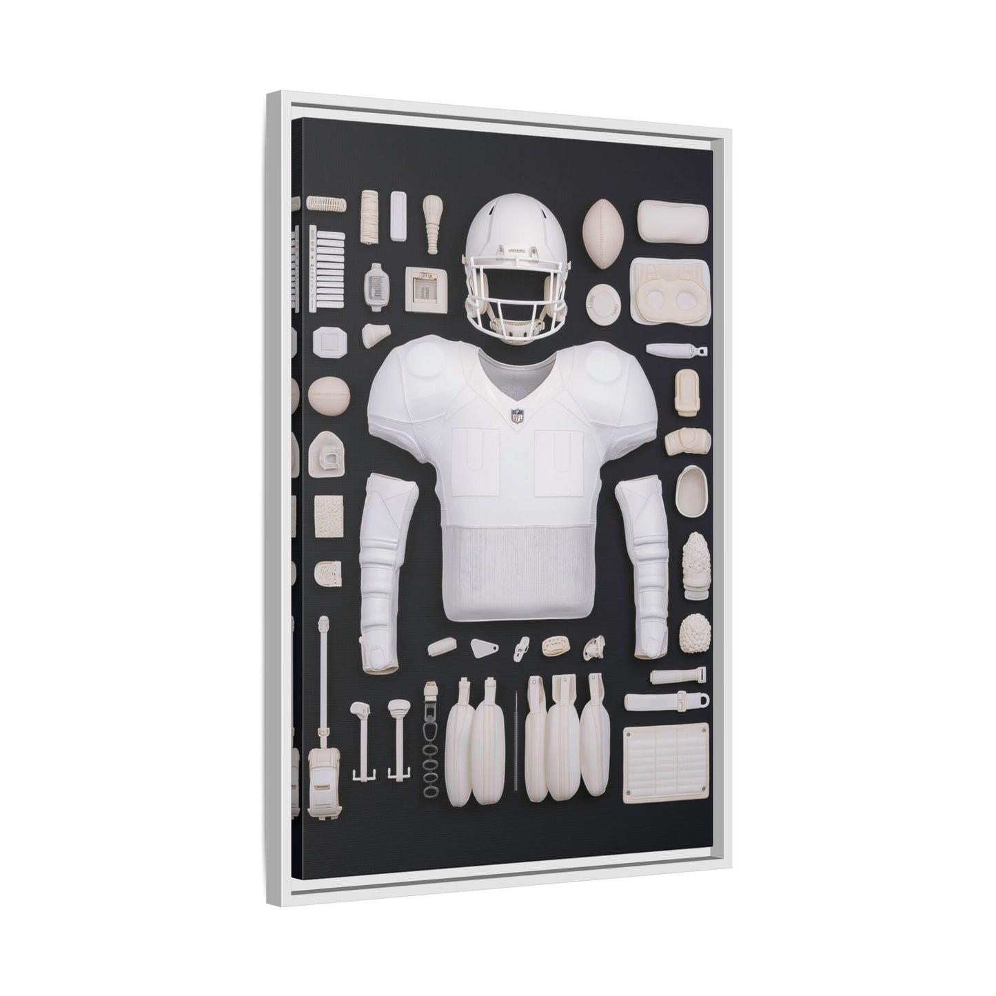 American Football Black Framed Canvas