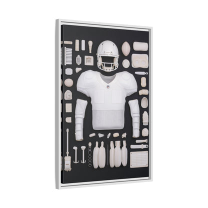 American Football Black Framed Canvas
