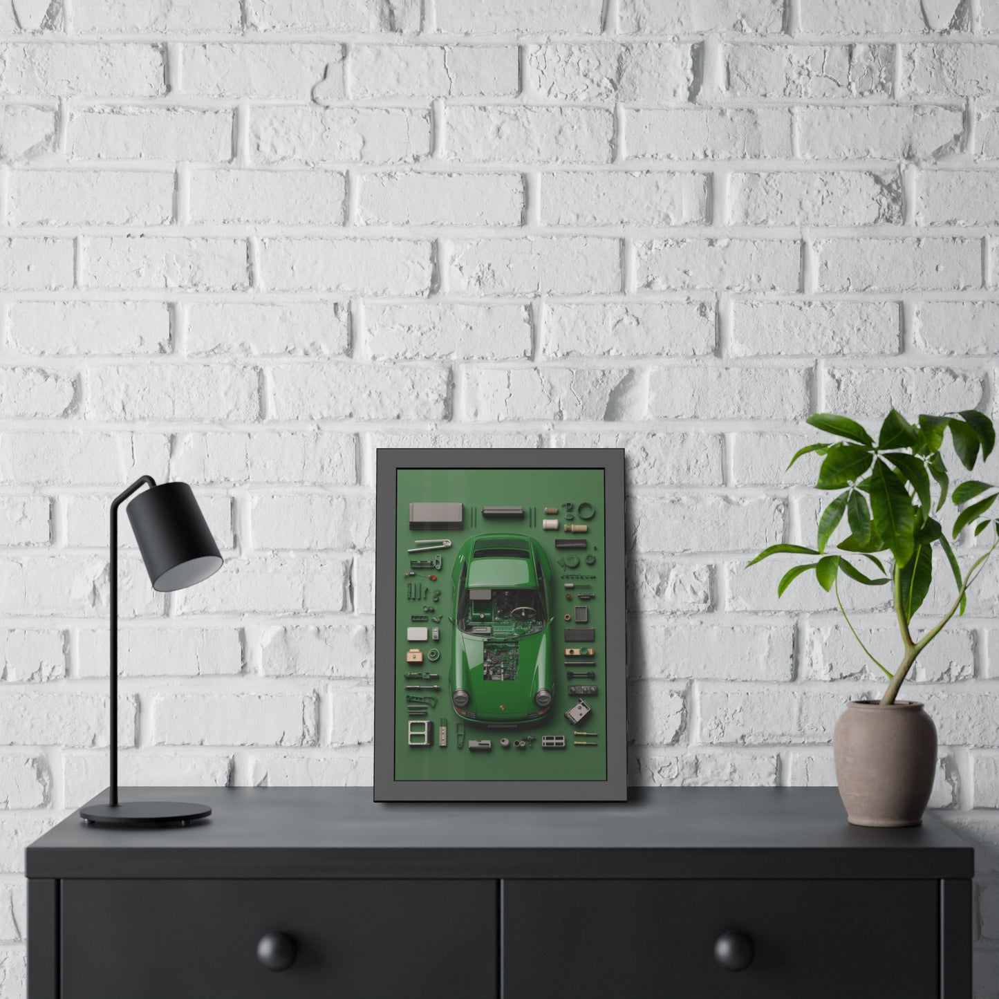 Green Classic Porsche Framed Poster US
