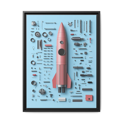 Pink Rocket Framed Canvas