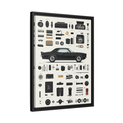 Black Mustang Framed Canvas