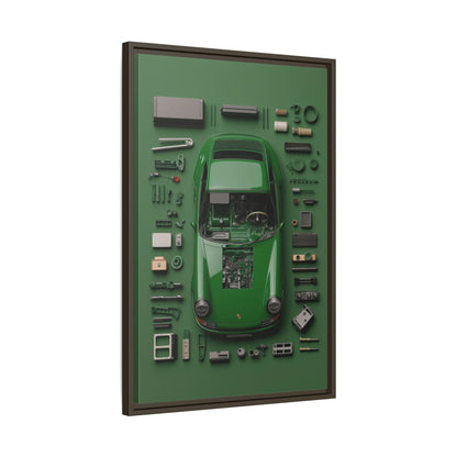 Green Classic Porsche Framed Canvas