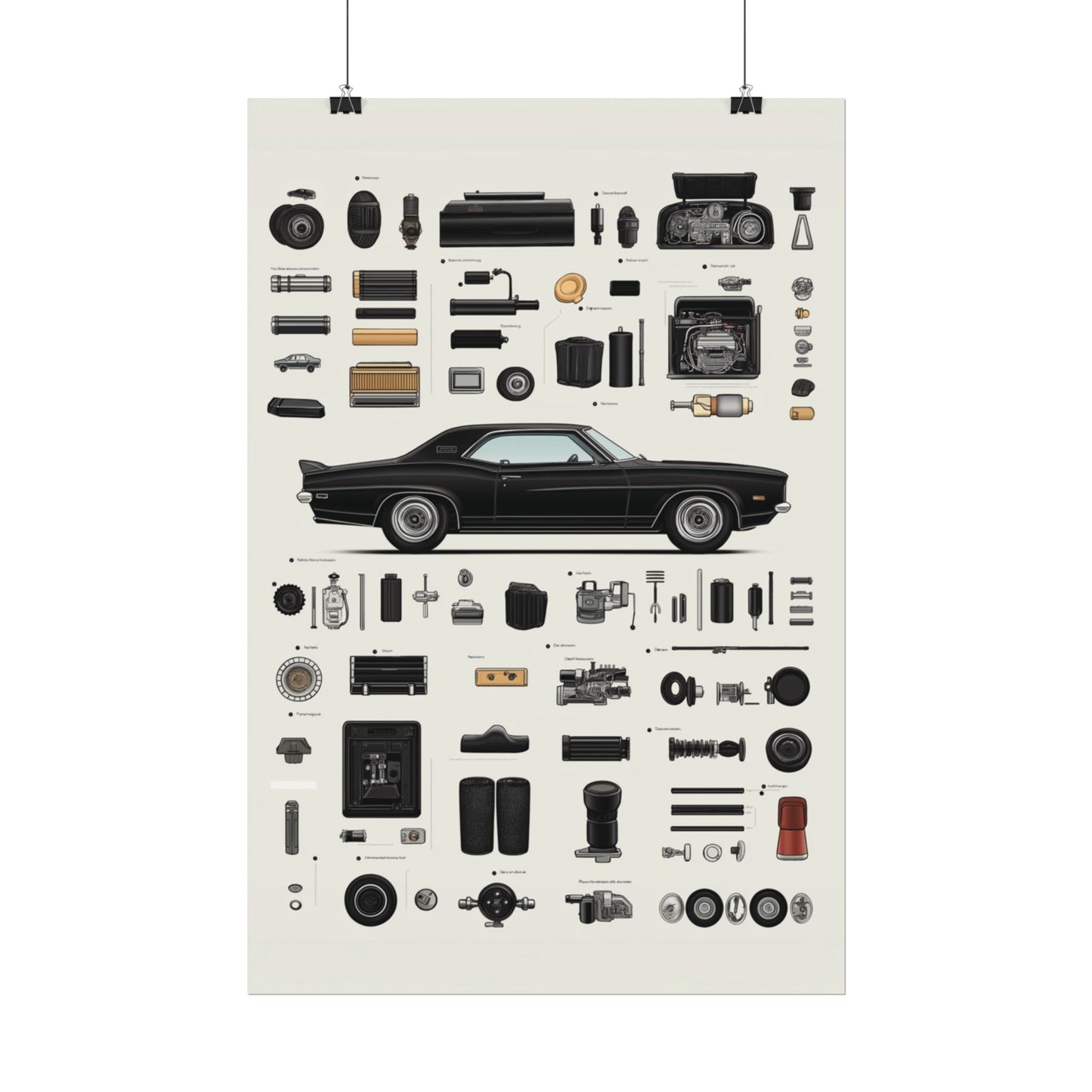 Black Mustang Rolled Poster