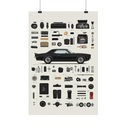 Black Mustang Rolled Poster