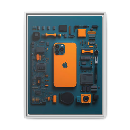 IPhone Orange Framed Canvas
