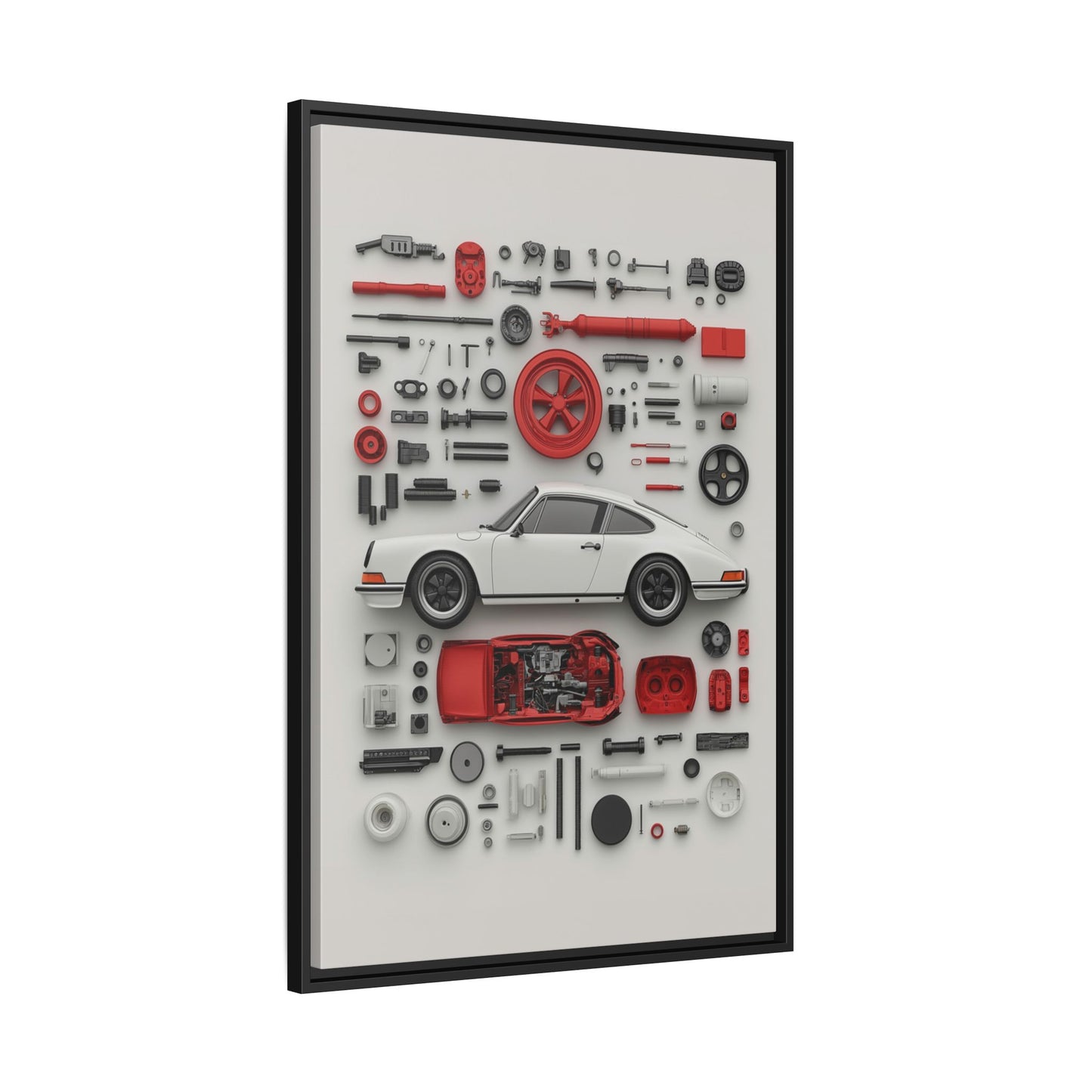 White Classic Porsche Framed Canvas