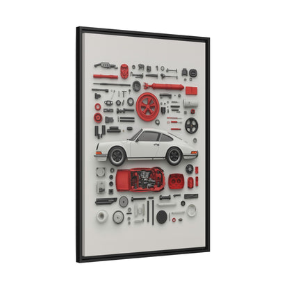 White Classic Porsche Framed Canvas