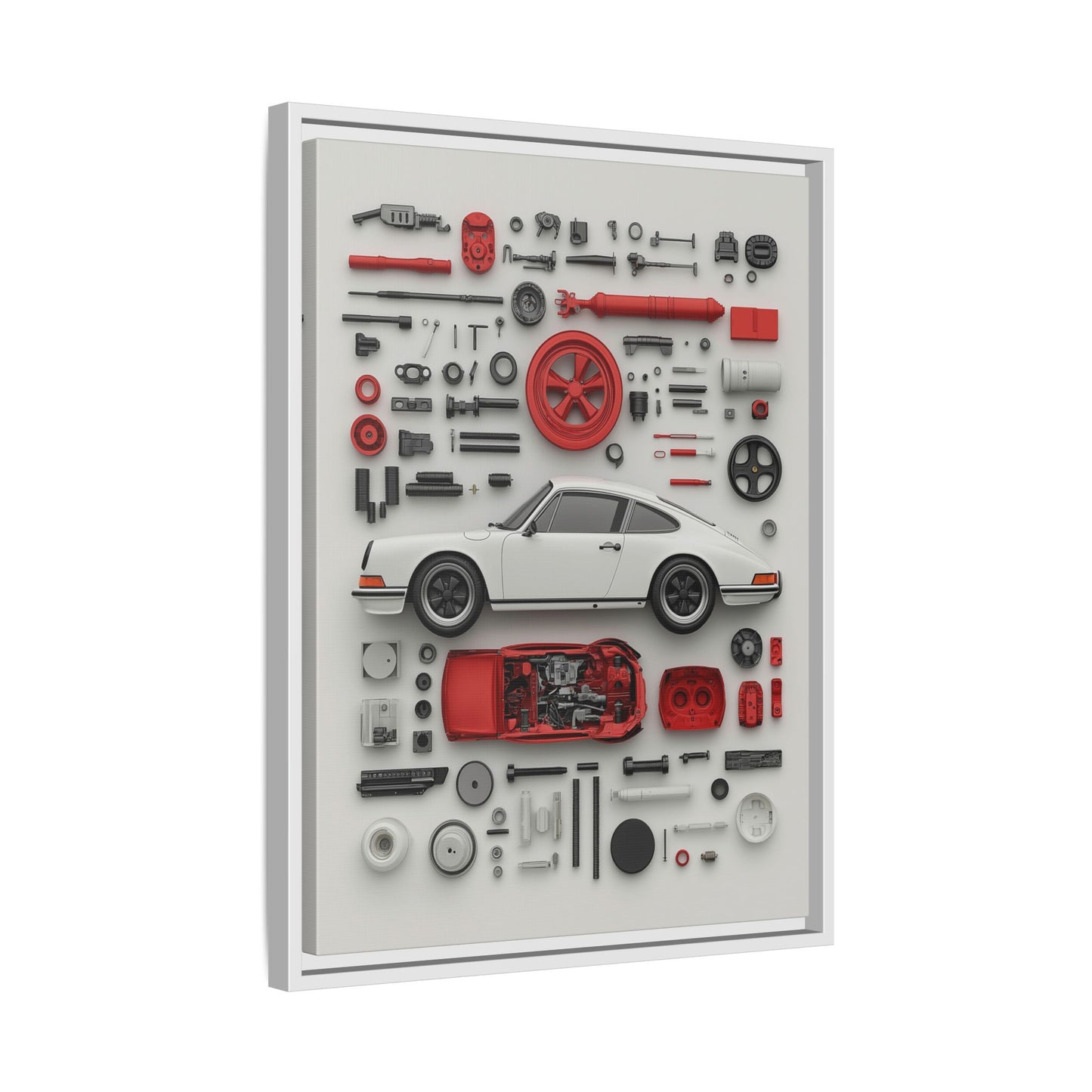 White Classic Porsche Framed Canvas