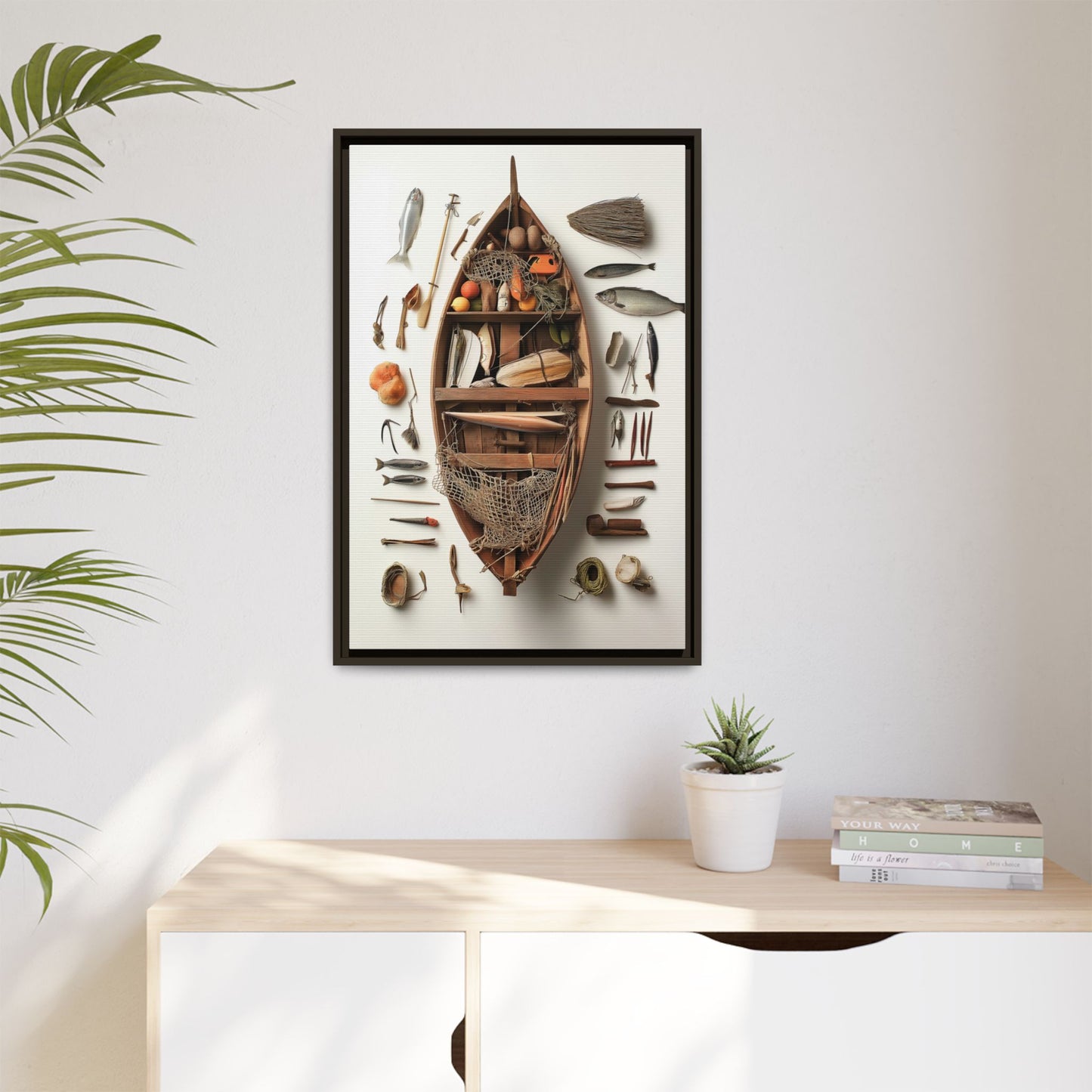 Fisher Boat Framed Canvas