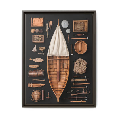 Wood Boat Framed Canvas