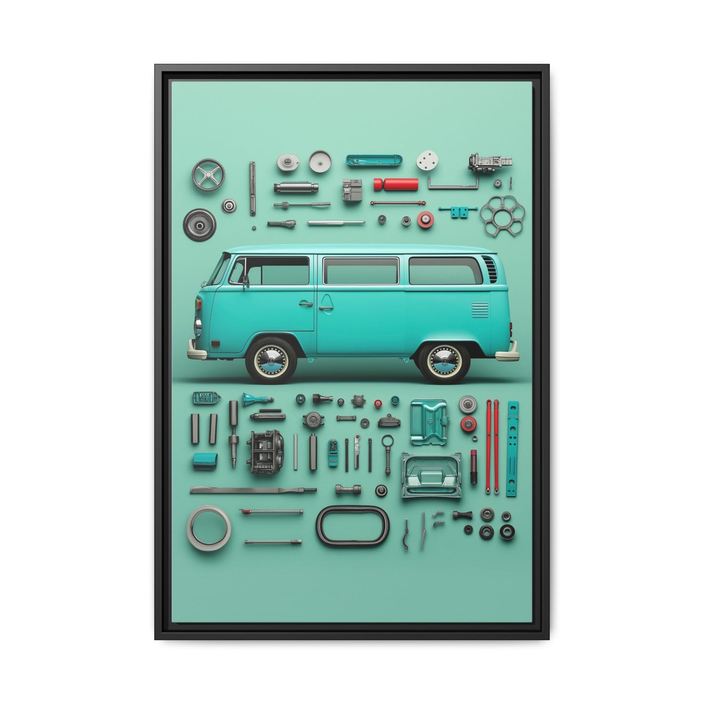 Blue Classic Van Framed Canvas