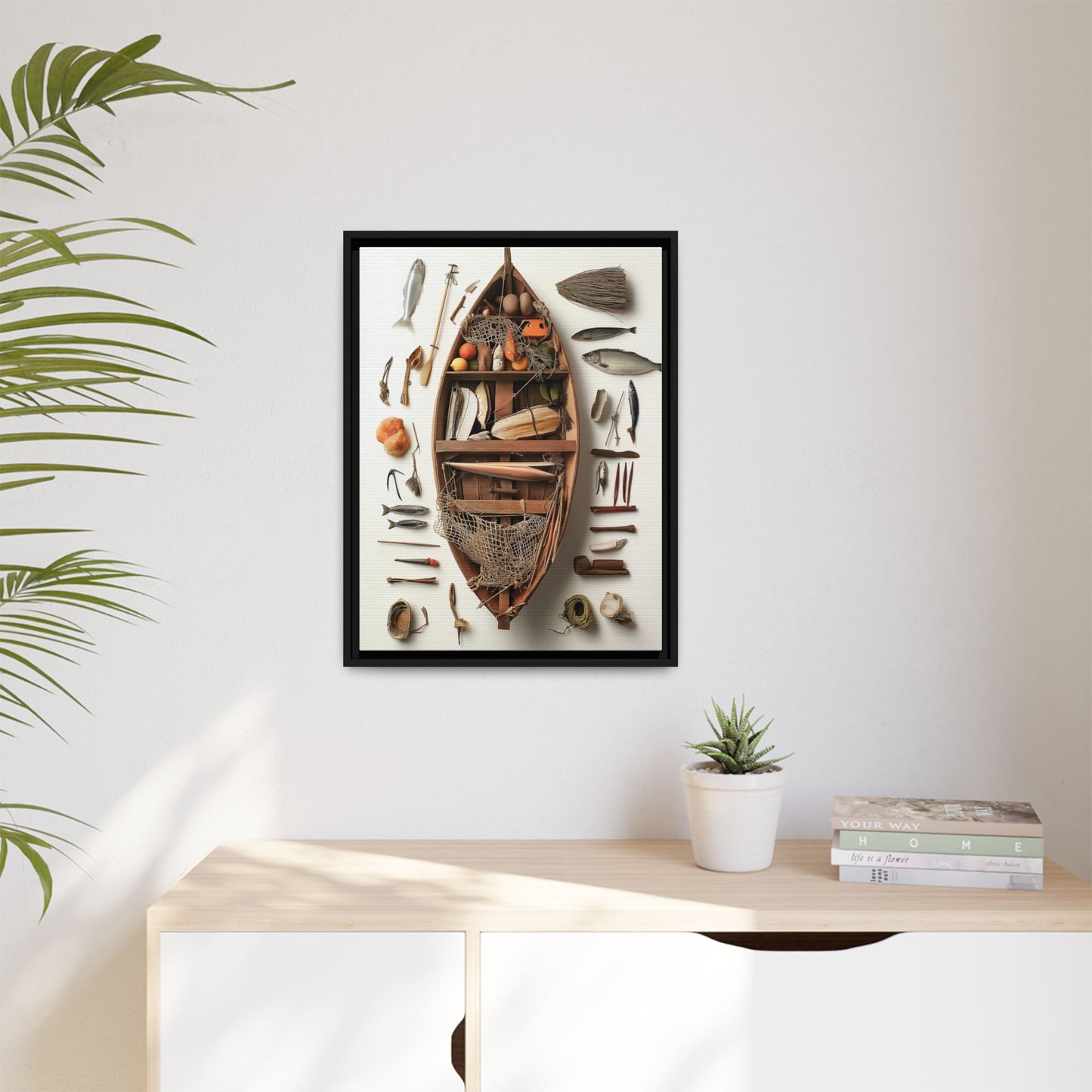 Fisher Boat Framed Canvas