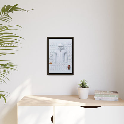 American Football White Framed Canvas