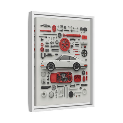White Classic Porsche Framed Canvas