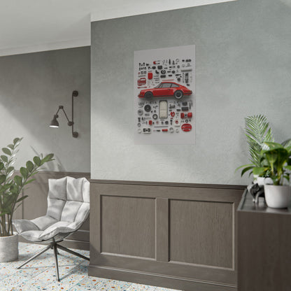 Red Classic Porsche Rolled Poster