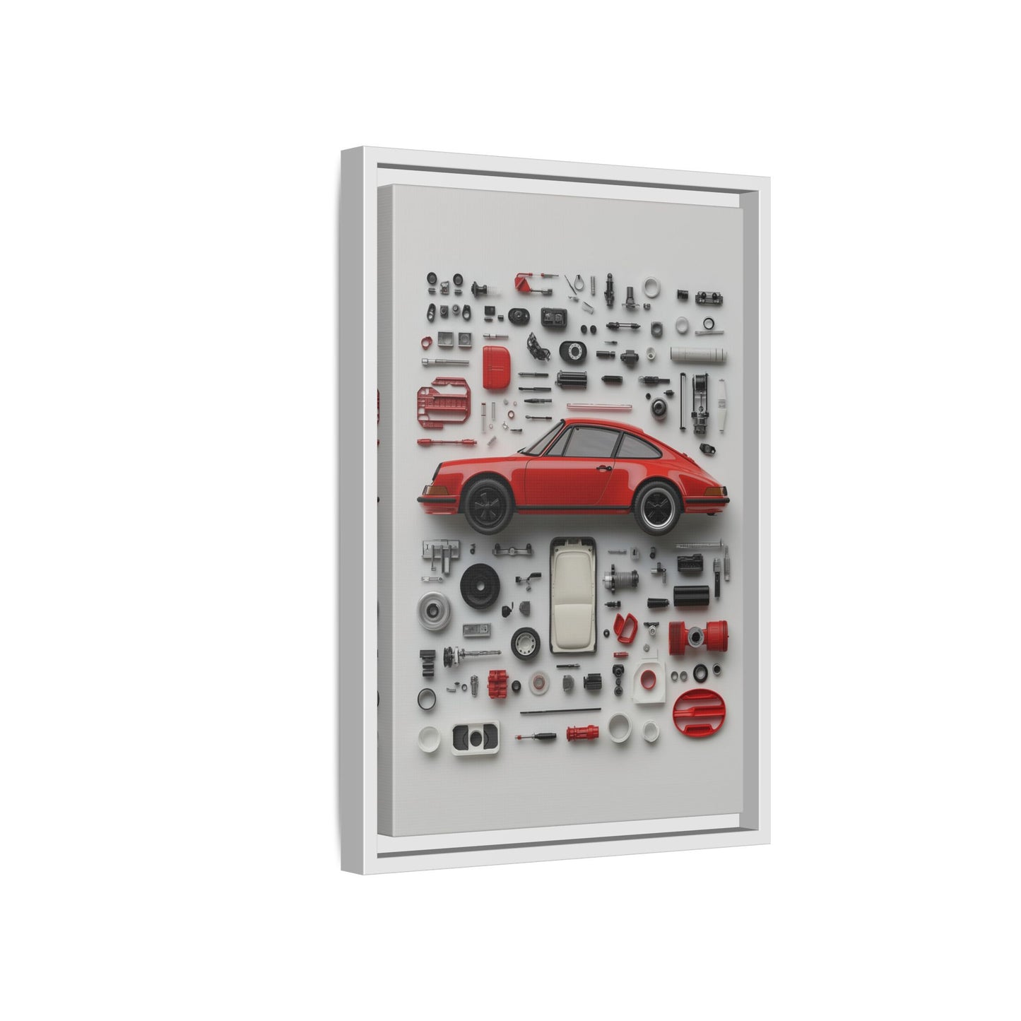 Red Classic Porsche Framed Canvas