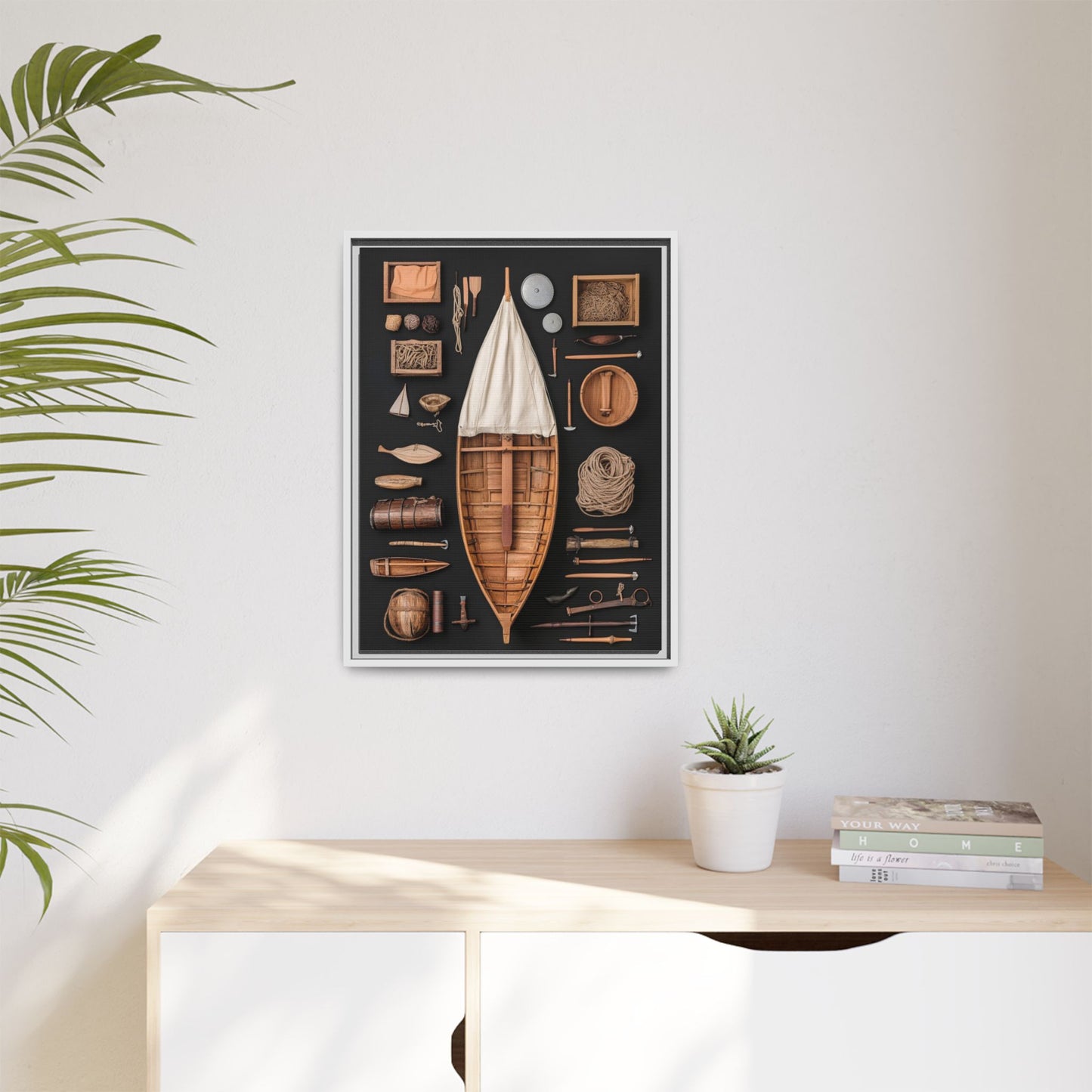 Wood Boat Framed Canvas