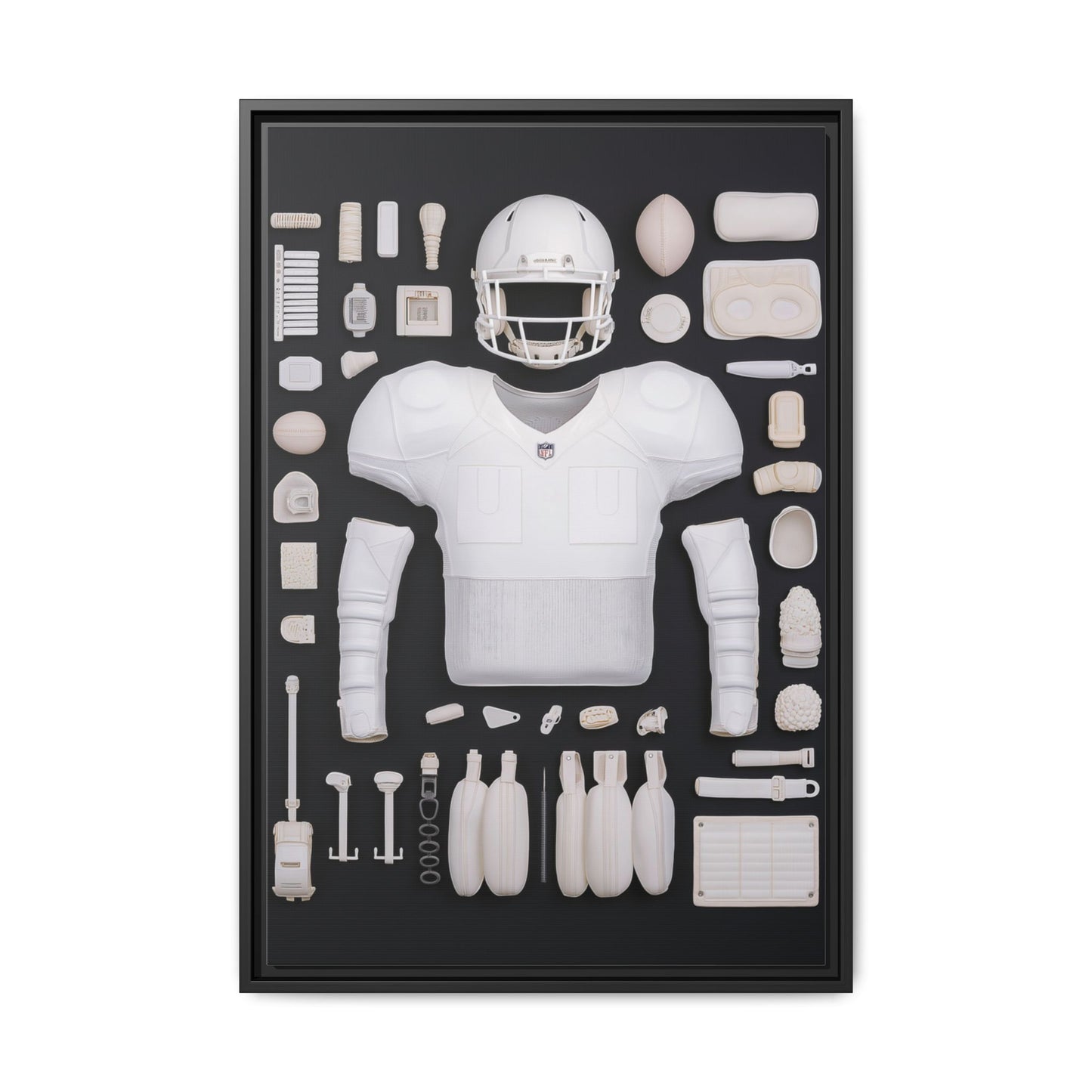 American Football Black Framed Canvas