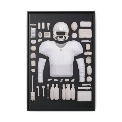 American Football Black Framed Canvas