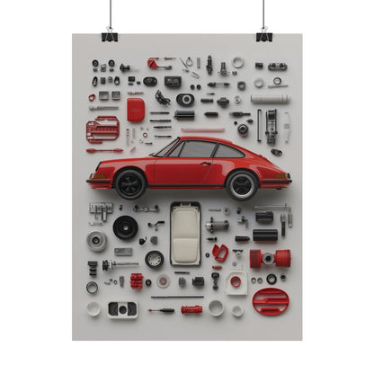 Red Classic Porsche Rolled Poster