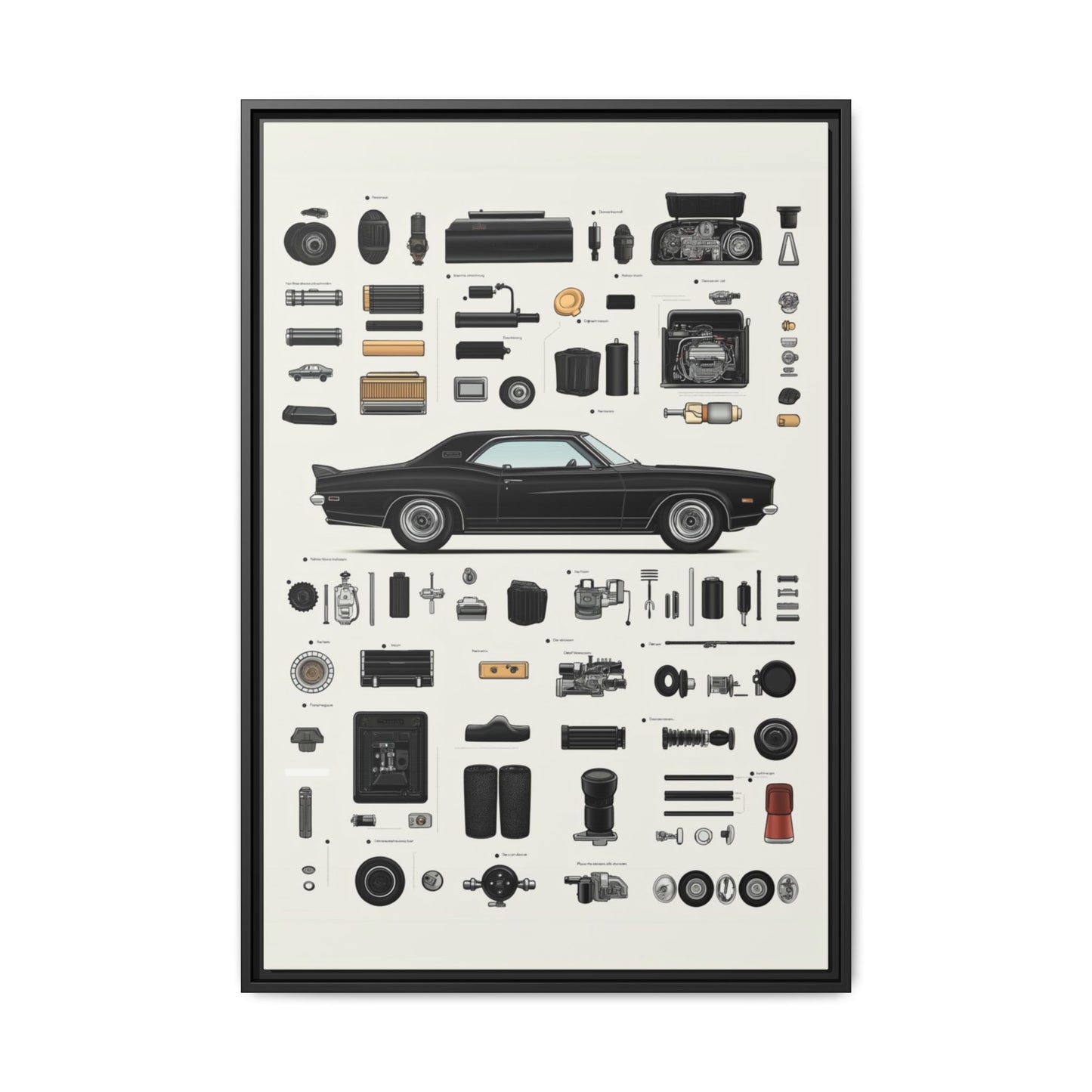 Black Mustang Framed Canvas