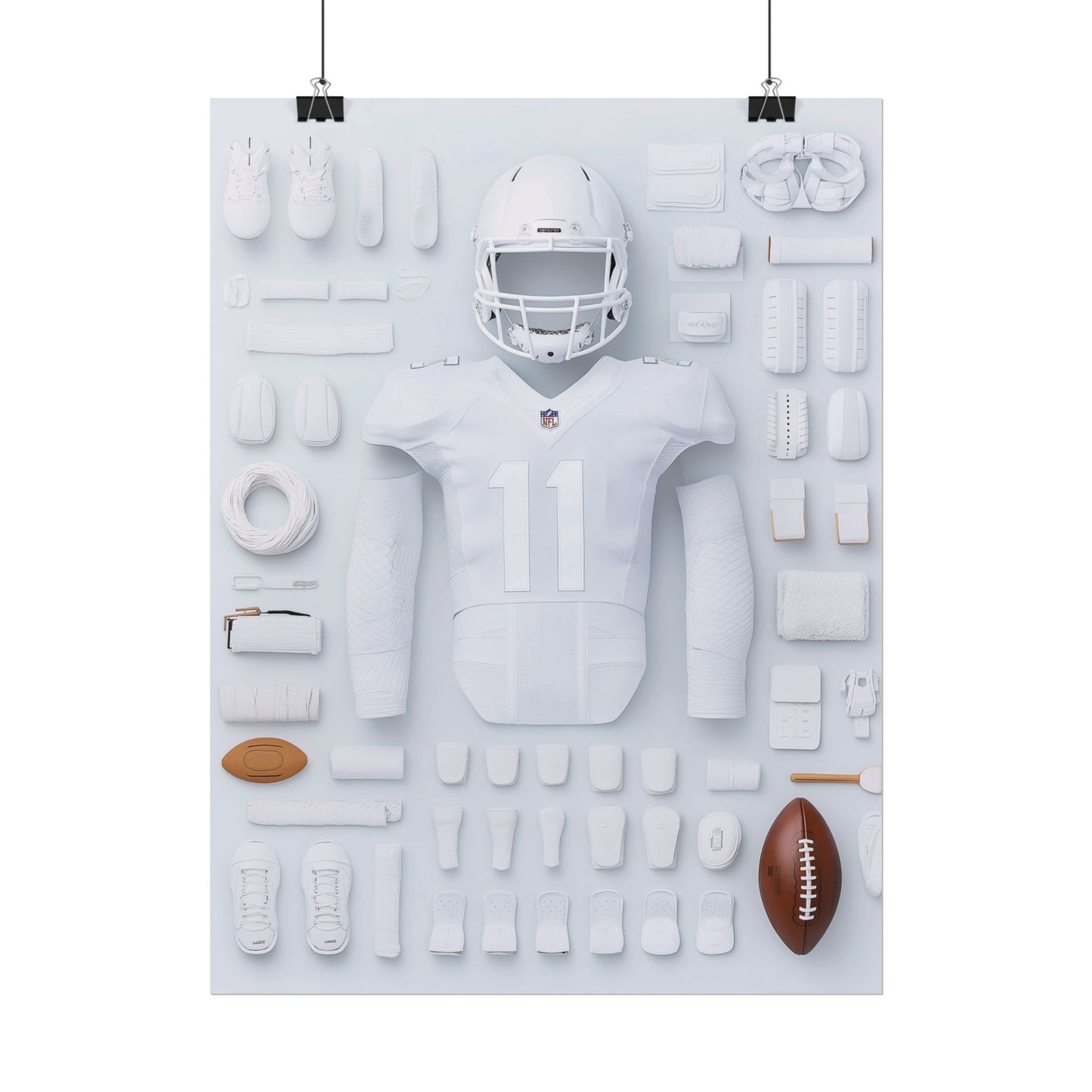 American Football White Rolled Poster