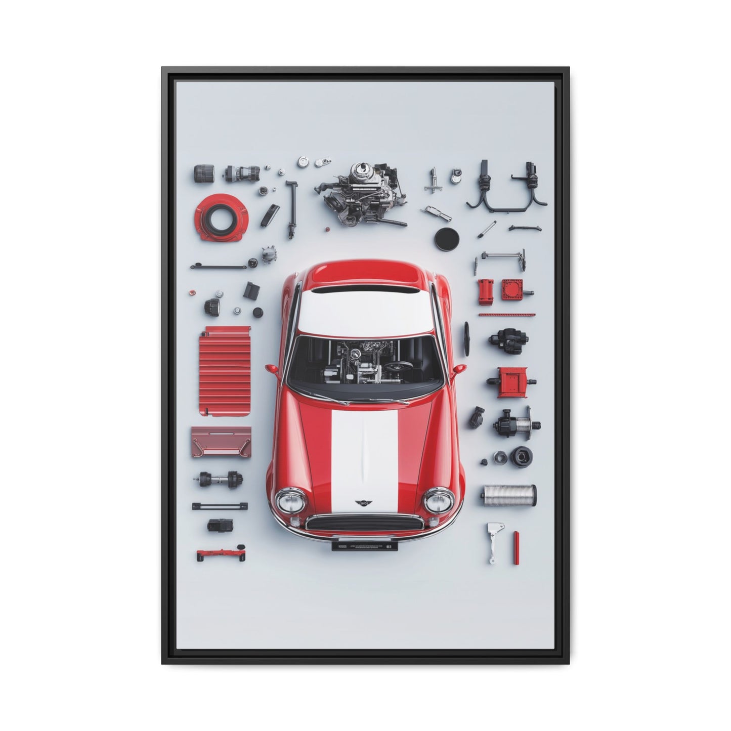 Mini Cooper Mod Framed Canvas