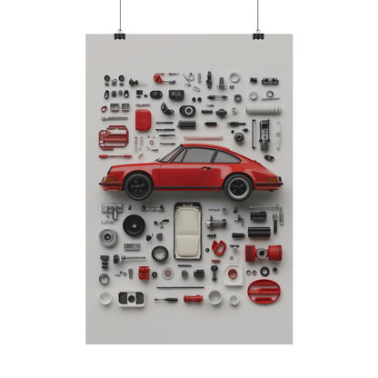 Red Classic Porsche Rolled Poster