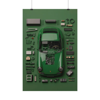Green Classic Porsche Rolled Poster