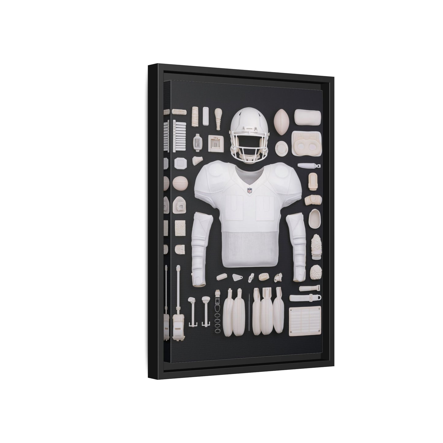 American Football Black Framed Canvas