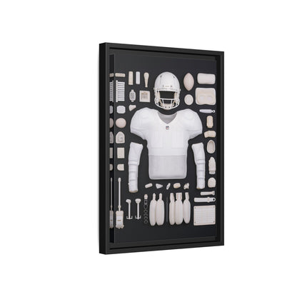 American Football Black Framed Canvas